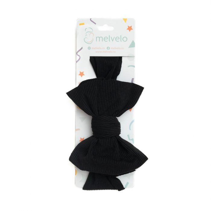 Bentita lata, bebe, cu funda, spandex, Melvelo, Stripe - Black [2]