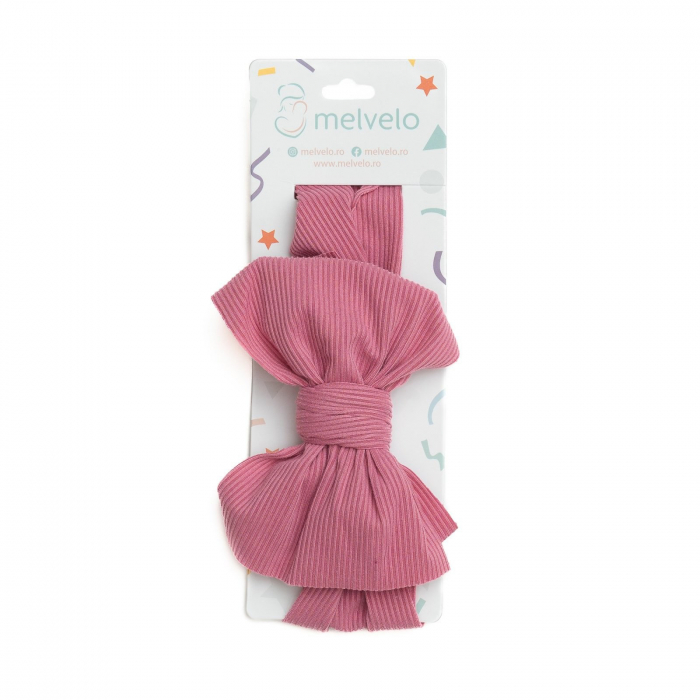 Bentita lata, bebe, cu funda, spandex, Melvelo, Stripe - Coral [2]