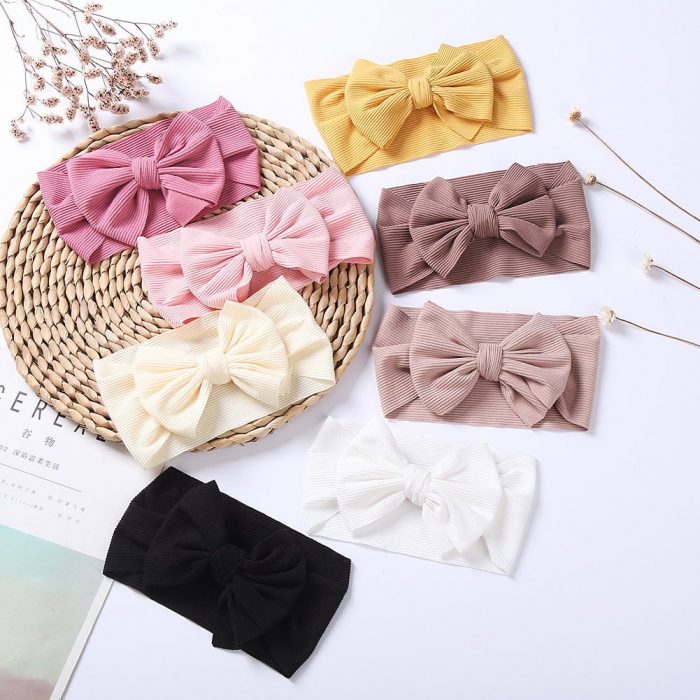 Bentita lata, bebe, cu funda, spandex, Melvelo, Stripe - Cream [3]