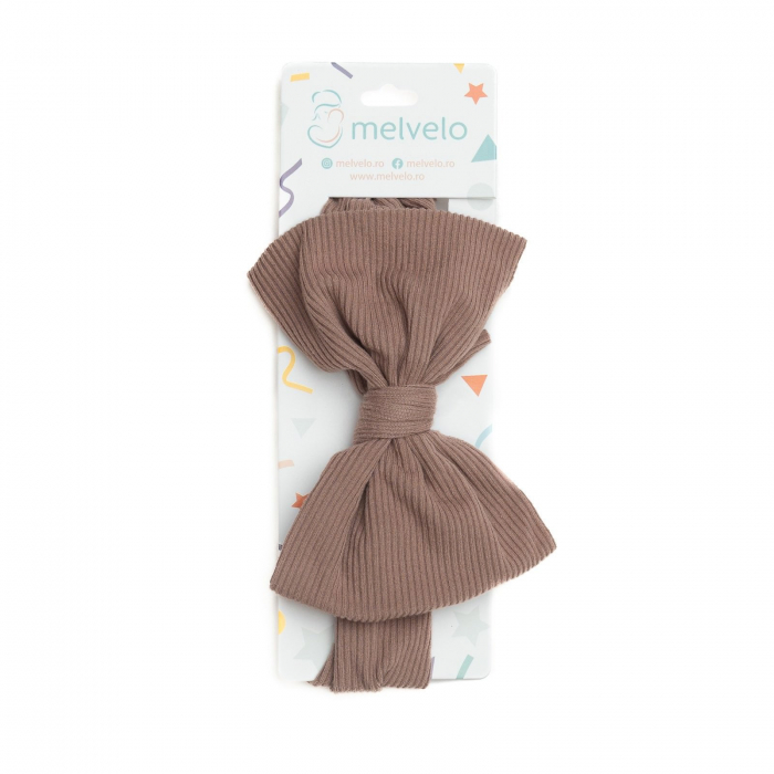 Bentita lata, bebe, cu funda, spandex, Melvelo, Stripe - Dark Oak [2]