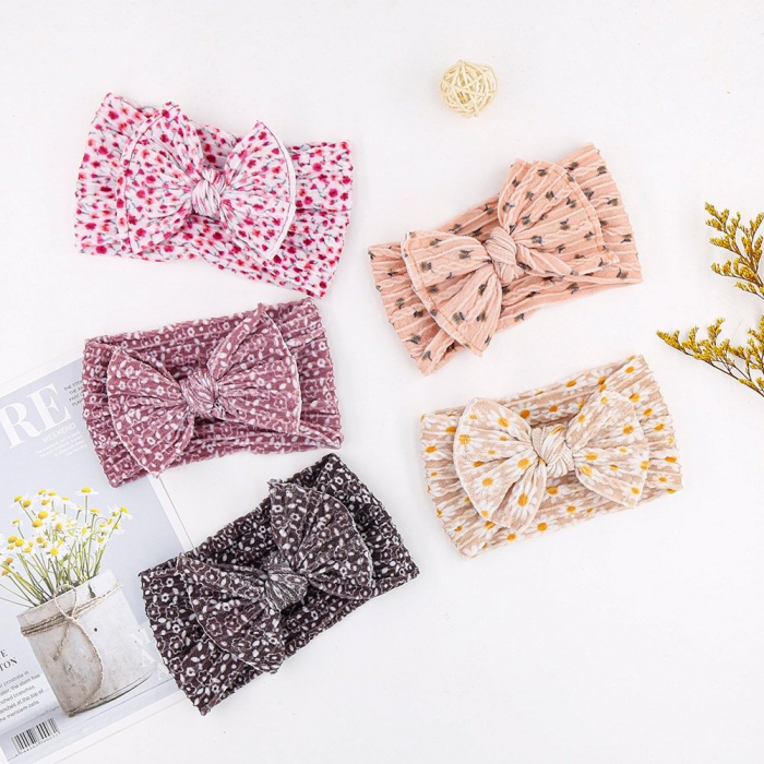 Bentita lata, bebe, funda cu nod ,spandex, Melvelo, Flower - Biscuit [3]