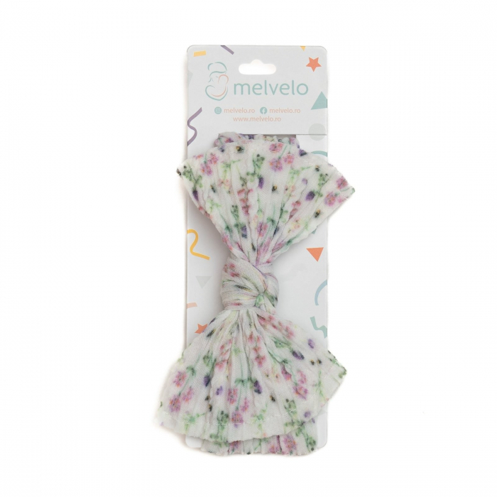 Bentita lata, bebe, funda cu nod ,spandex, Melvelo, Flower - White [2]