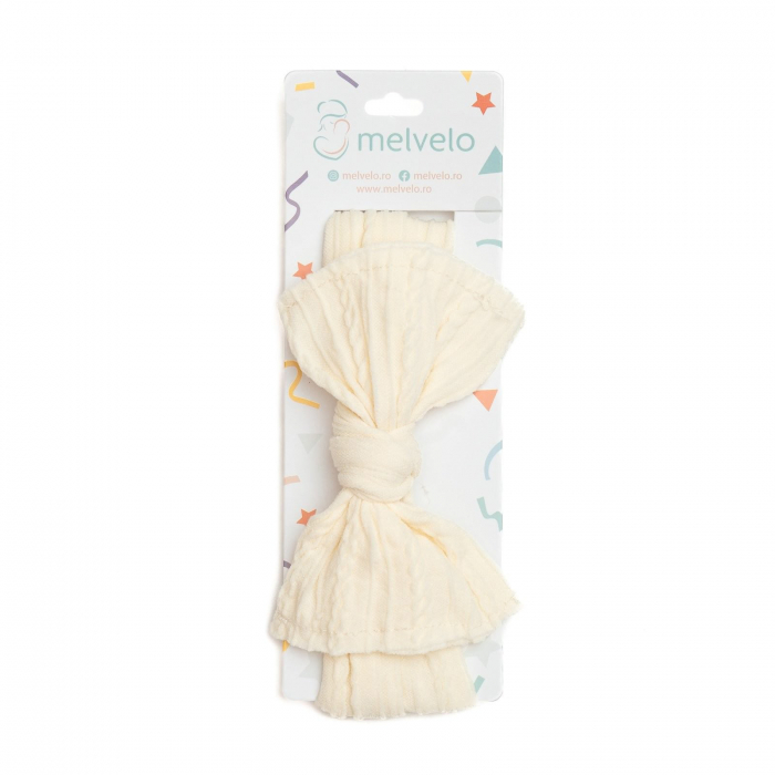 Bentita lata, bebe, funda cu nod, spandex, Melvelo, Knitwear - Cream [2]
