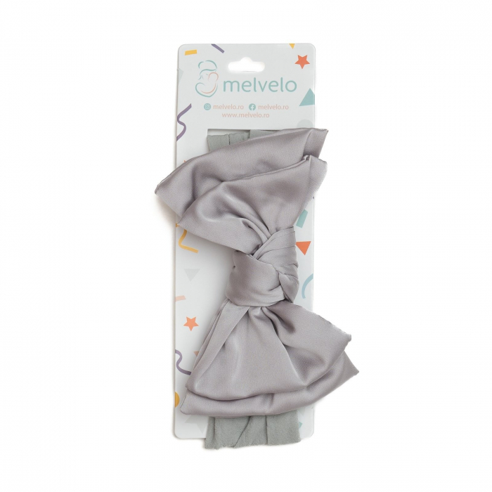 Bentita lata, bebe, funda dubla cu nod, poliester, Melvelo, Silk - Gray [2]
