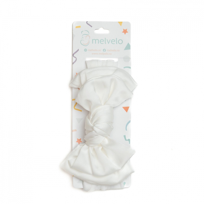Bentita lata, bebe, funda dubla cu nod, poliester, Melvelo, Silk - White [2]