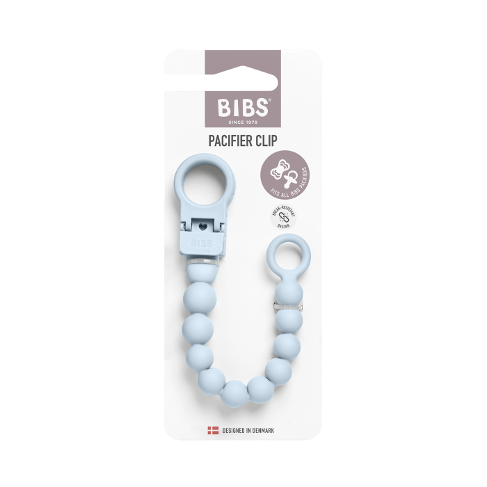 BIBS - Clip pentru suzeta Beaded, cu margele din silicon Baby Blue [2]