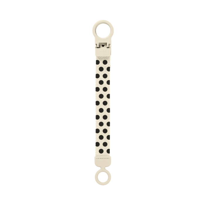 BIBS - Lantisor clip Loop pentru suzeta, Studio Collection Polka Dots, Ivory Black [3]