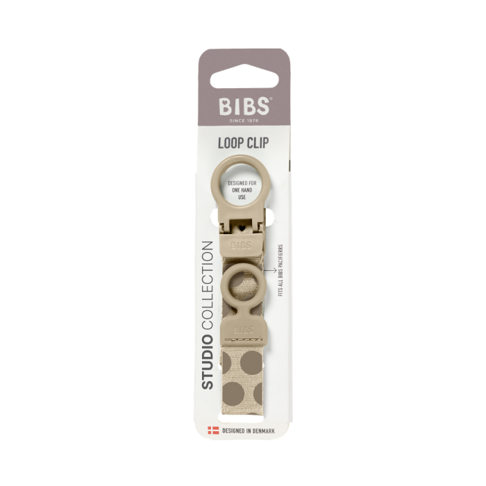 BIBS - Lantisor clip Loop pentru suzeta, Studio Collection Polka Dots, Mega Vanilla Dark Oak [3]