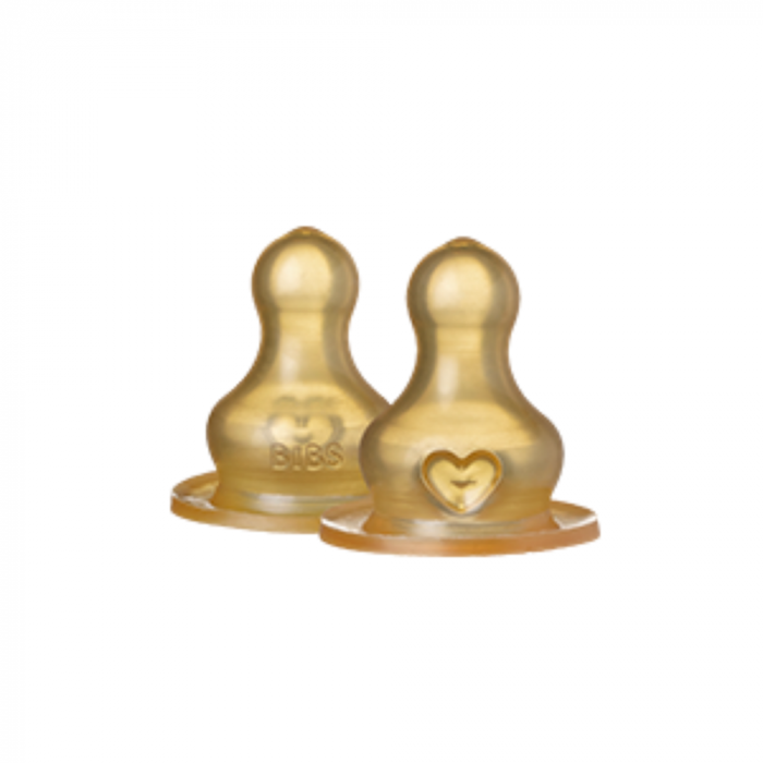 BIBS - Set 2 tetine pentru biberon, Latex, cu flux rapid [1]