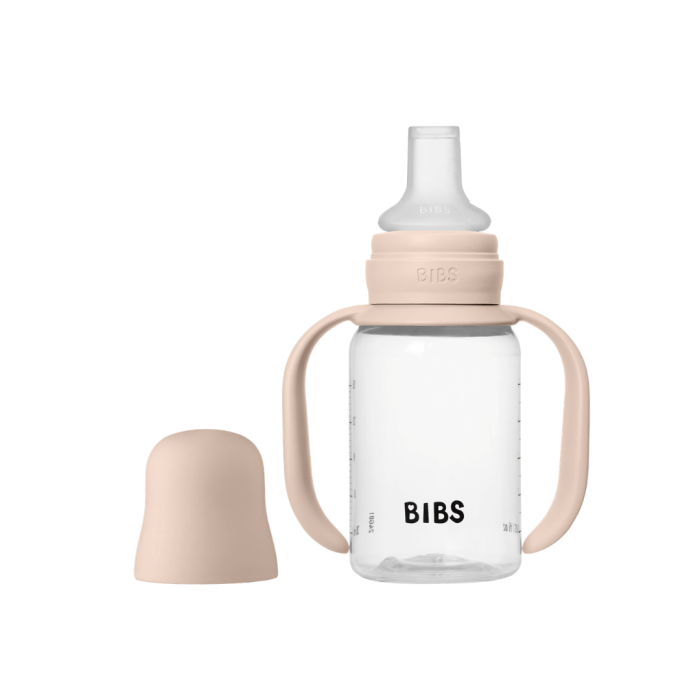 BIBS - Set biberon tip Sippy Cup PP 150 ml cu cioc din silicon și sistem antipicurare, Blush [2]