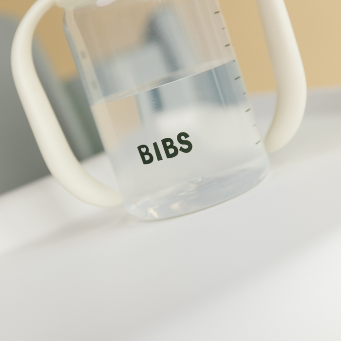 BIBS - Set biberon tip Sippy Cup PP 150 ml cu cioc din silicon și sistem antipicurare, Ivory [8]