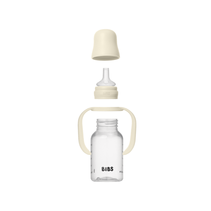 BIBS - Set biberon tip Sippy Cup PP 150 ml cu cioc din silicon și sistem antipicurare, Ivory [4]