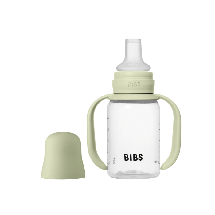 BIBS - Set biberon tip Sippy Cup PP 150 ml cu cioc din silicon și sistem antipicurare, Sage [2]