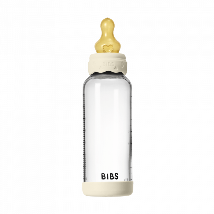 BIBS - Set complet biberon Boheme din sticla anticolici cu tetina din latex, flux mediu, 240 ml, Ivory [4]