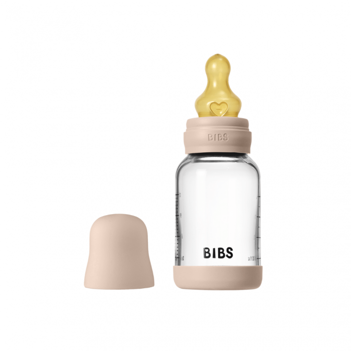 BIBS - Set complet biberon din sticla anticolici cu tetina din latex, flux lent, 120 ml, Blush [2]
