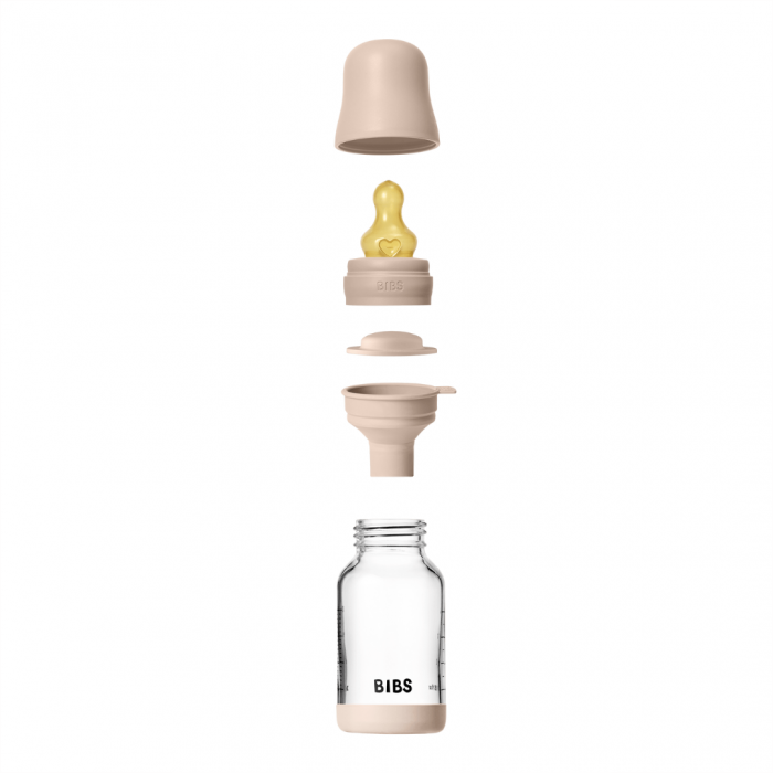 BIBS - Set complet biberon din sticla anticolici cu tetina din latex, flux lent, 120 ml, Blush [4]