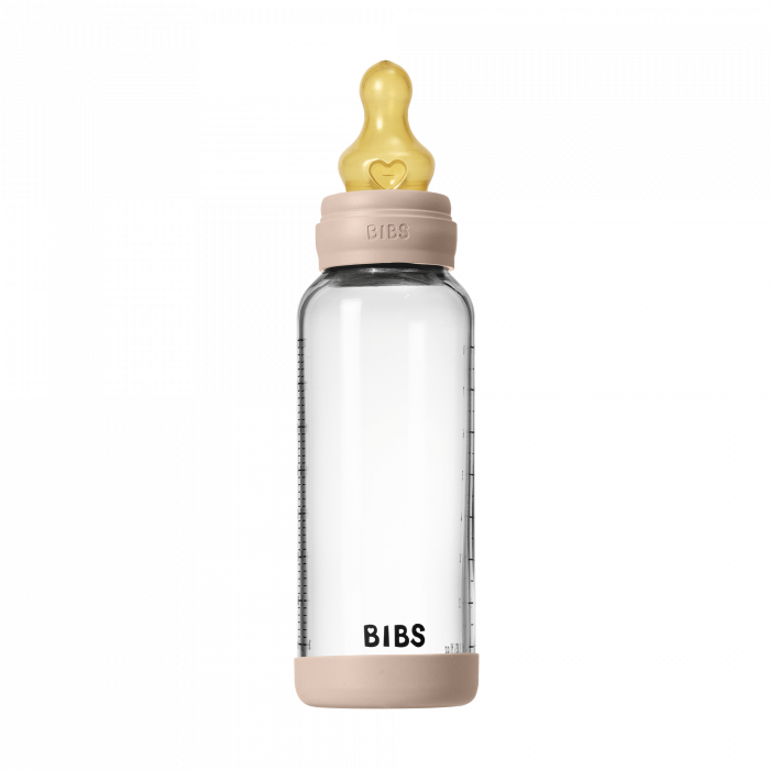 BIBS - Set complet biberon din sticla anticolici cu tetina din latex, flux mediu, 240 ml, Blush [4]