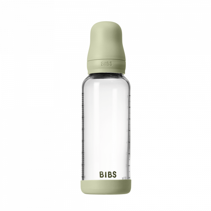 BIBS - Set complet biberon din sticla anticolici cu tetina din latex, flux mediu, 240 ml, Sage [2]