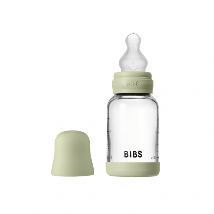 BIBS - Set complet biberon din sticla anticolici cu tetina din silicon flux lent, 120 ml, Sage [3]