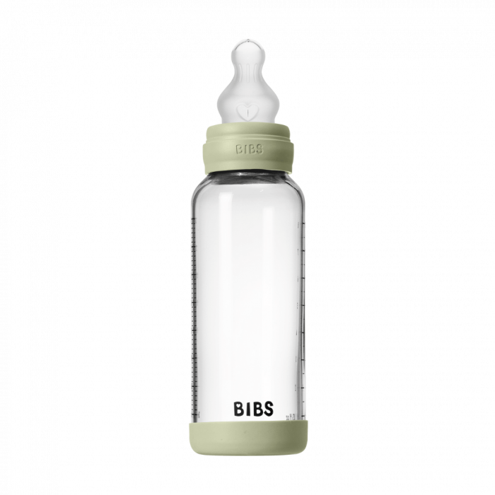 BIBS - Set complet biberon din sticla anticolici cu tetina din silicon, flux mediu, 240 ml, Sage [4]
