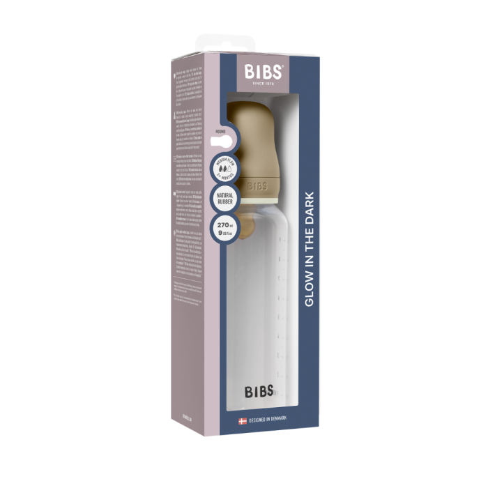 BIBS - Set complet biberon fosforescent anticolici PP fara BPA, 270 ml, Latex, Vanilla Glow [2]
