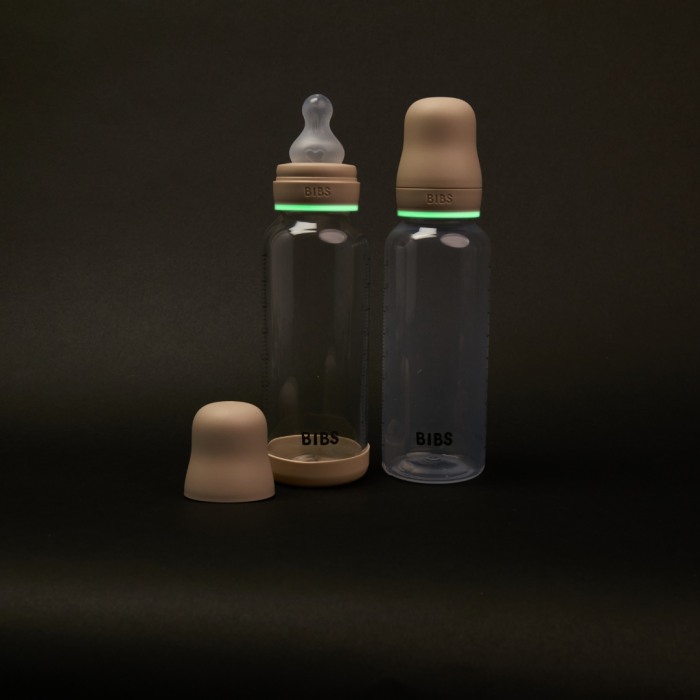 BIBS - Set complet biberon fosforescent anticolici PP fara BPA, 270 ml, Latex, Vanilla Glow [7]