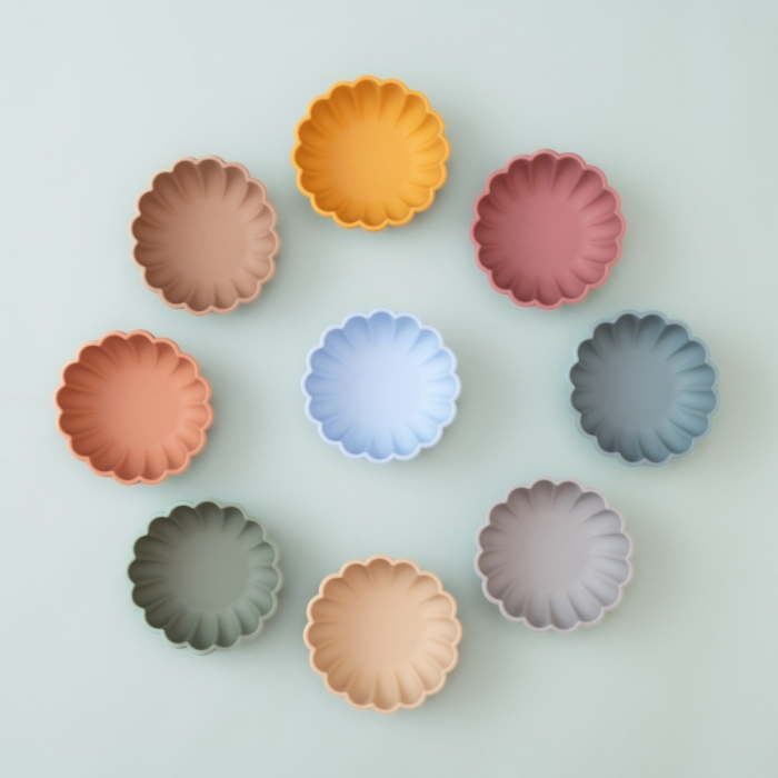 Bol pumpkin rotund din silicon alimentar cu ventuza pentru diversificare, anti-alunecare, Melvelo - Gray [4]