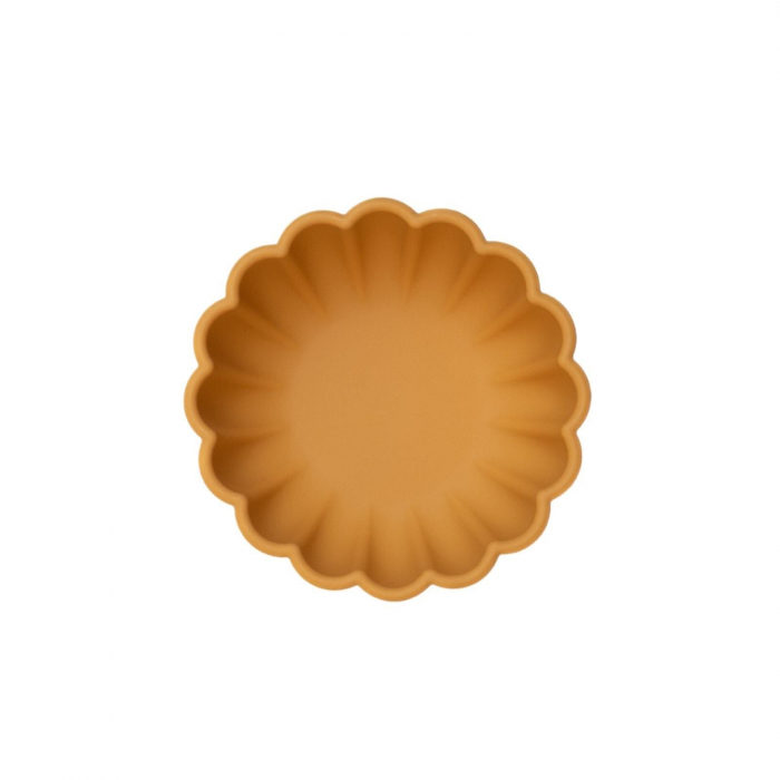 Bol pumpkin rotund din silicon alimentar cu ventuza pentru diversificare, anti-alunecare, Melvelo - Mustard [2]