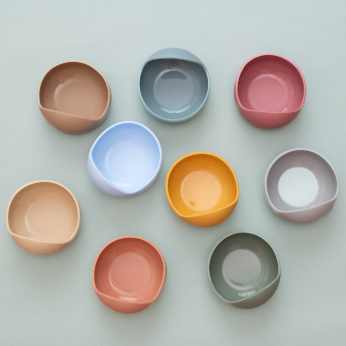Bol rotund din silicon alimentar cu ventuza pentru diversificare, anti-alunecare, Melvelo - Baby Blue [3]