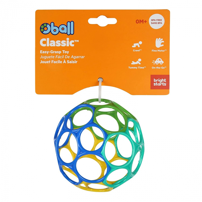 Bright Starts - Minge Oball Classic Easy-Grasp - Albastru / Galben / Verde [4]