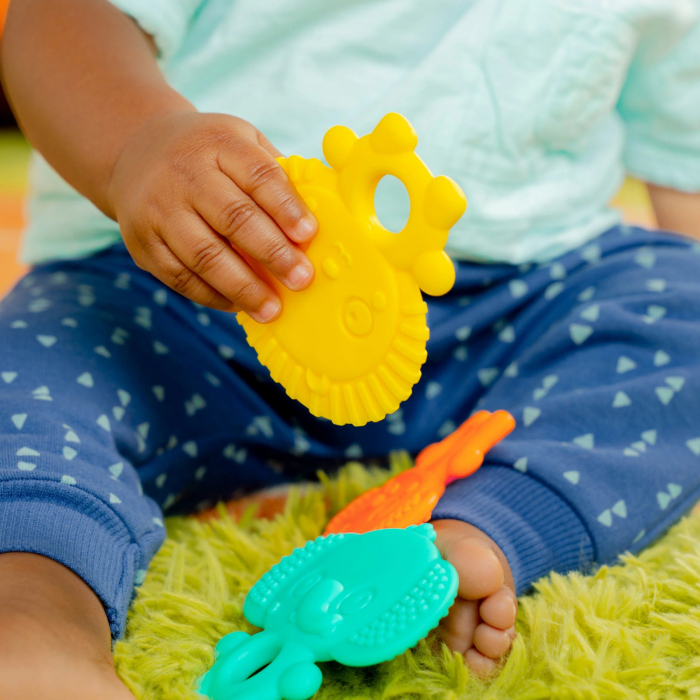 Bright Starts - Set 3 jucarii de dentitie texturate Gummy Buddies -  Elefant, Leu, Maimuta [6]