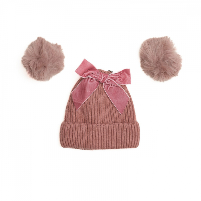 Caciula crosetata, captusita, 2 moate detasabile, funda fixa, Melvelo, Luxury - Peach [2]