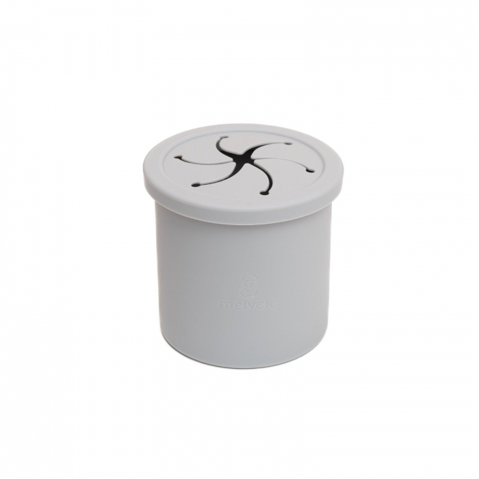 Cana anti-varsare din silicon alimentar cu pai, 2 in 1, pentru gustari sau lichide, 300ml, Melvelo - Gray [2]