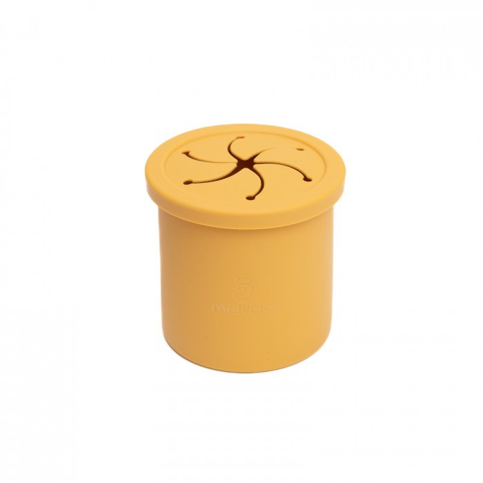 Cana anti-varsare din silicon alimentar cu pai, 2 in 1, pentru gustari sau lichide, 300ml, Melvelo - Mustard [2]