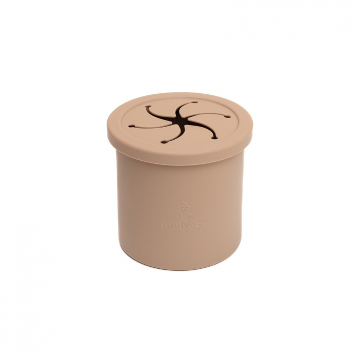 Cana anti-varsare din silicon alimentar cu pai, 2 in 1, pentru gustari sau lichide, 300ml, Melvelo - Natural [2]