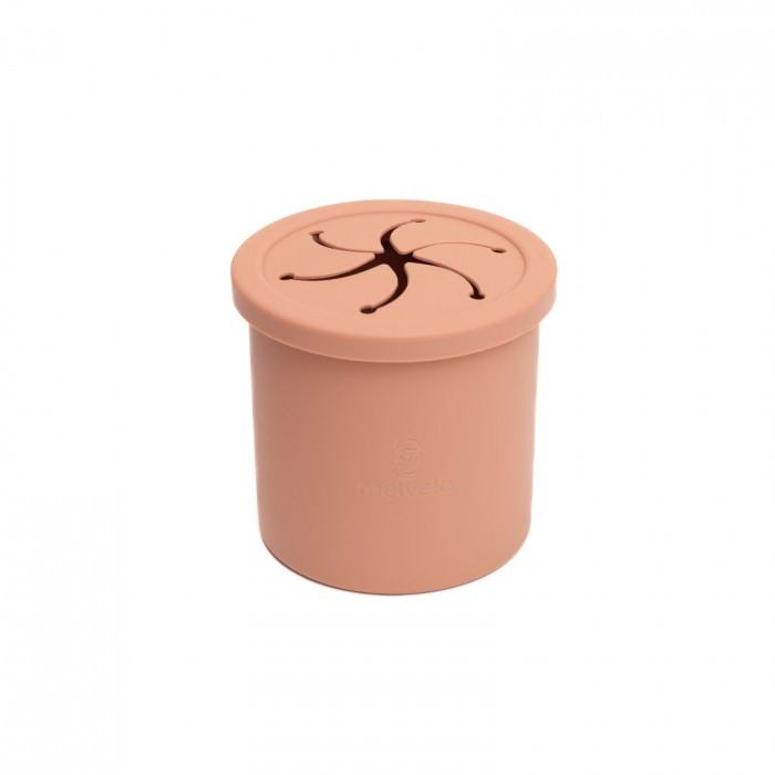 Cana anti-varsare din silicon alimentar cu pai, 2 in 1, pentru gustari sau lichide, 300ml, Melvelo - Peach [2]