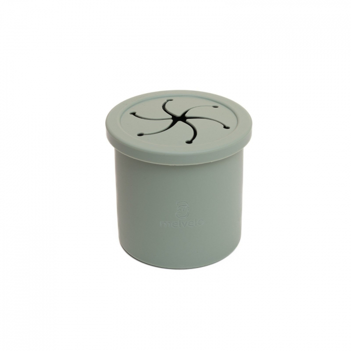 Cana anti-varsare din silicon alimentar cu pai, 2 in 1, pentru gustari sau lichide, 300ml, Melvelo - Sage [2]