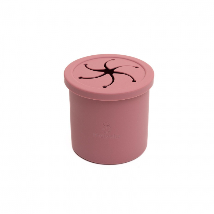Cana anti-varsare din silicon alimentar cu pai, 2 in 1, pentru gustari sau lichide, 300ml, Melvelo - Woodchuck [2]