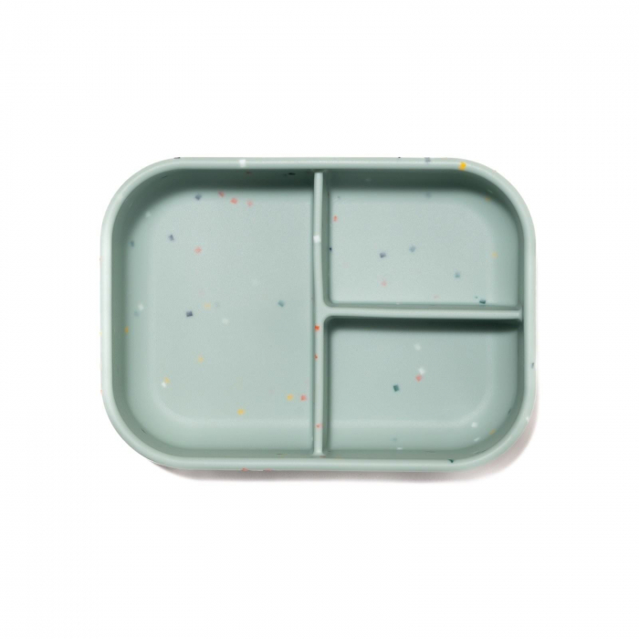 Caserola bento pentru pranz, 19 x 14 x 6.5 cm, din silicon alimentar, cu trei compartimente, pentru copii, Melvelo, Lunchbox - Green [8]