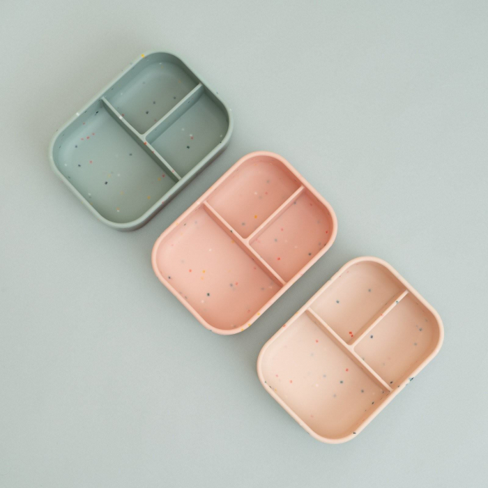 Caserola bento pentru pranz, 19 x 14 x 6.5 cm, din silicon alimentar, cu trei compartimente, pentru copii, Melvelo, Lunchbox - Green [4]