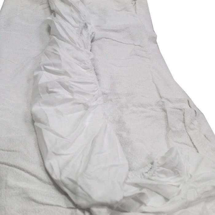 Cearceaf alb impermeabil cu elastic 60x130x25 cm, protectie saltea bebe, Preziosa Home [3]