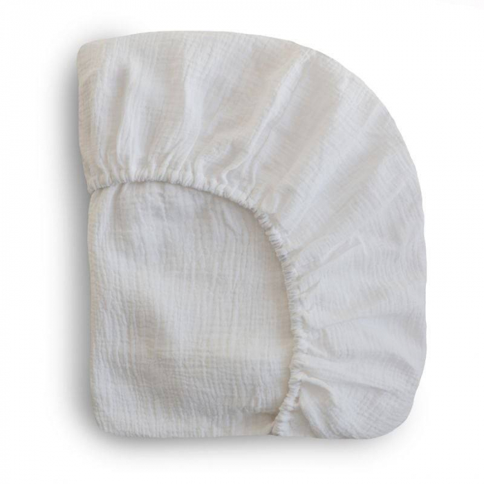 Cearceaf din bumbac cu elastic, pentru salteluta de patut 10 x 40 x 100, Small, Mushie - White [2]