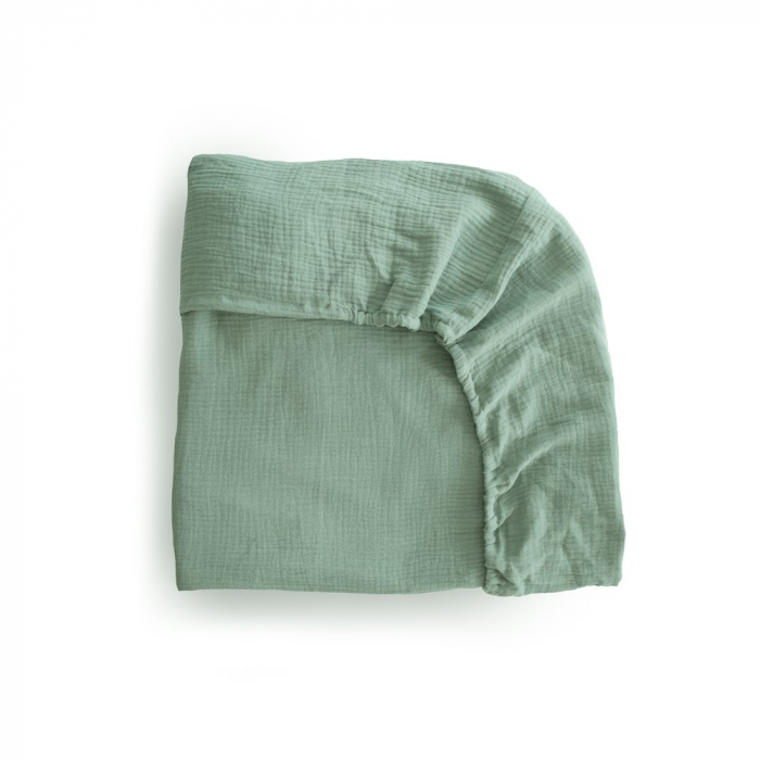 Cearceaf din bumbac cu elastic, pentru salteluta de patut 20 x 60 x 120, Medium, Mushie - Roman Green [2]