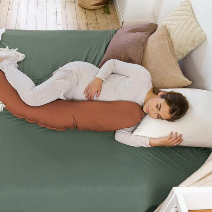 Doomoo - Perna mare pentru gravide si bebelusi 3 in 1, bumbac organic Buddy Tetra Jersey Terracotta [6]
