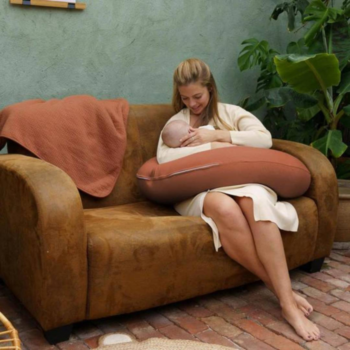 Doomoo - Perna mare pentru gravide si bebelusi 3 in 1, bumbac organic Buddy Tetra Jersey Terracotta [5]