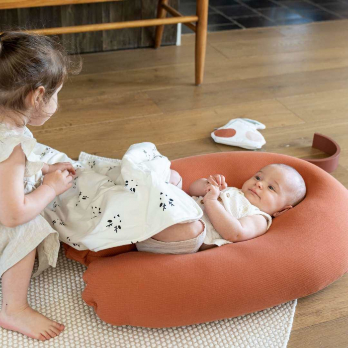 Doomoo - Perna mare pentru gravide si bebelusi 3 in 1, bumbac organic Buddy Tetra Jersey Terracotta [7]