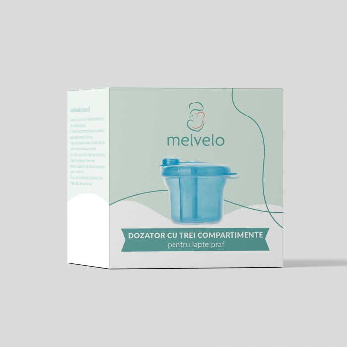 Dozator cu trei compartimente pentru lapte praf, Melvelo - Blue [2]