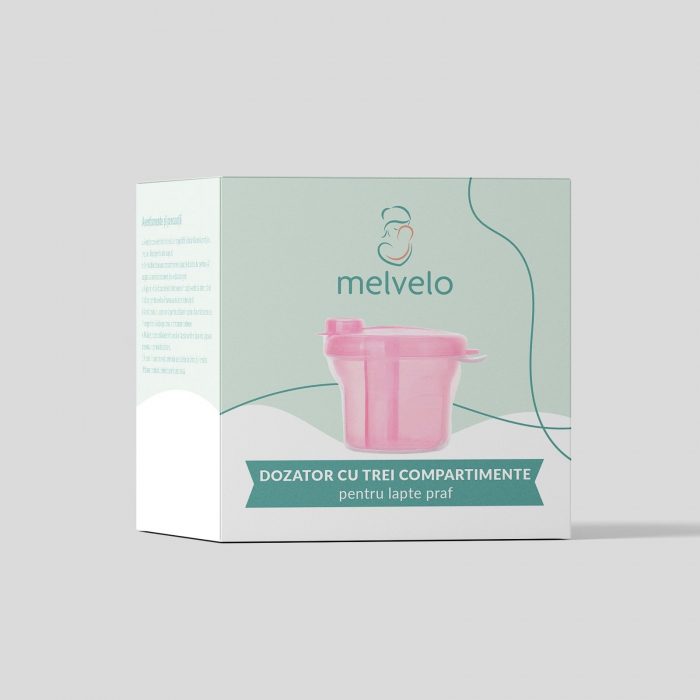 Dozator cu trei compartimente pentru lapte praf, Melvelo - Pink [2]