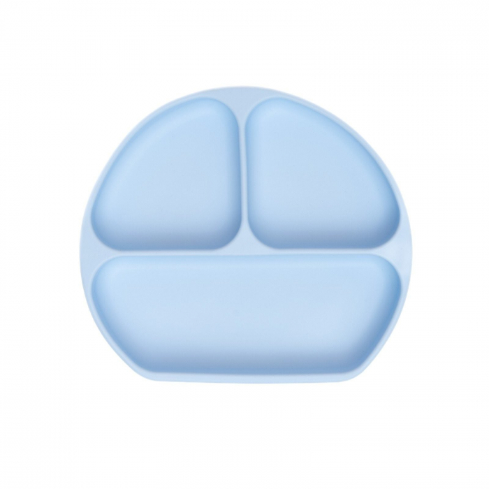 Farfurie diversificare divizata din silicon alimentar cu ventuza, anti-alunecare, Melvelo - Baby Blue [2]