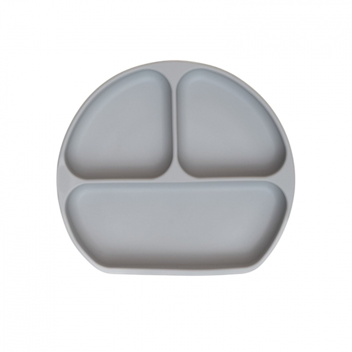 Farfurie diversificare divizata din silicon alimentar cu ventuza, anti-alunecare, Melvelo - Gray [2]
